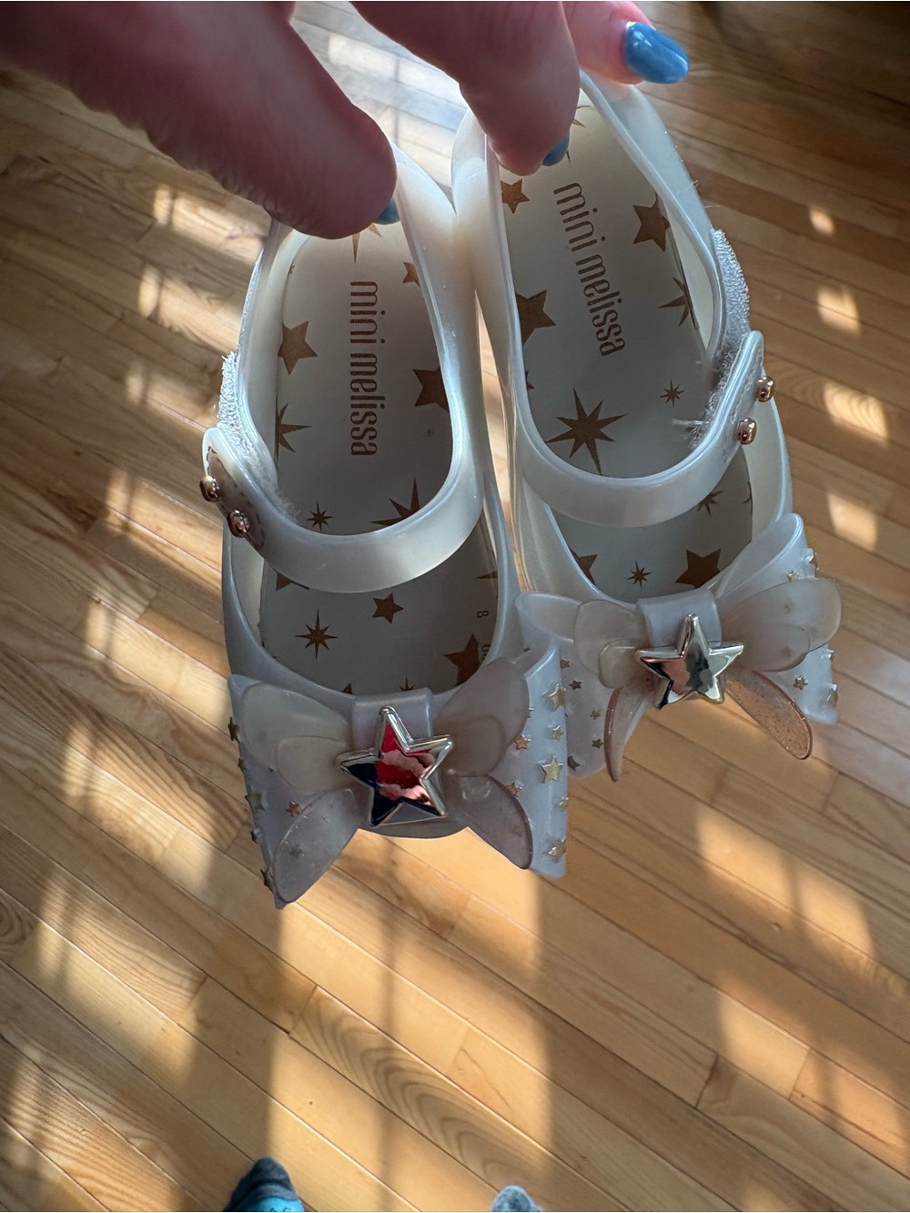 Mini Melissa White Jelly Mary Janes with Star Bow Detail